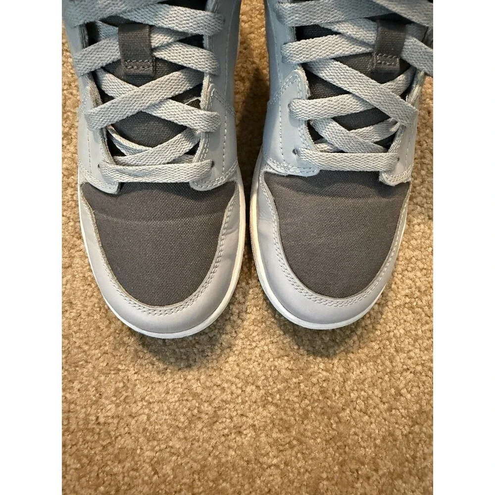 Grade School Jordan 1 Mid Wolf Grey Tropical Teal Style 554725-027 Size 5.5Y
